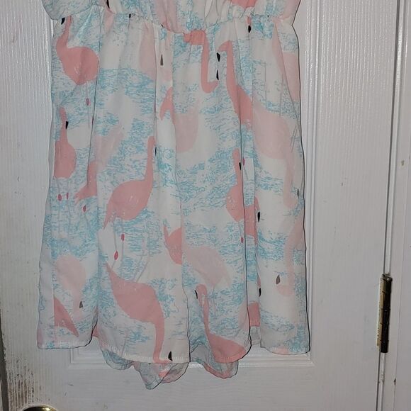 Vestique flamingo pink turquoise romper  Sz M - Picture 2 of 5